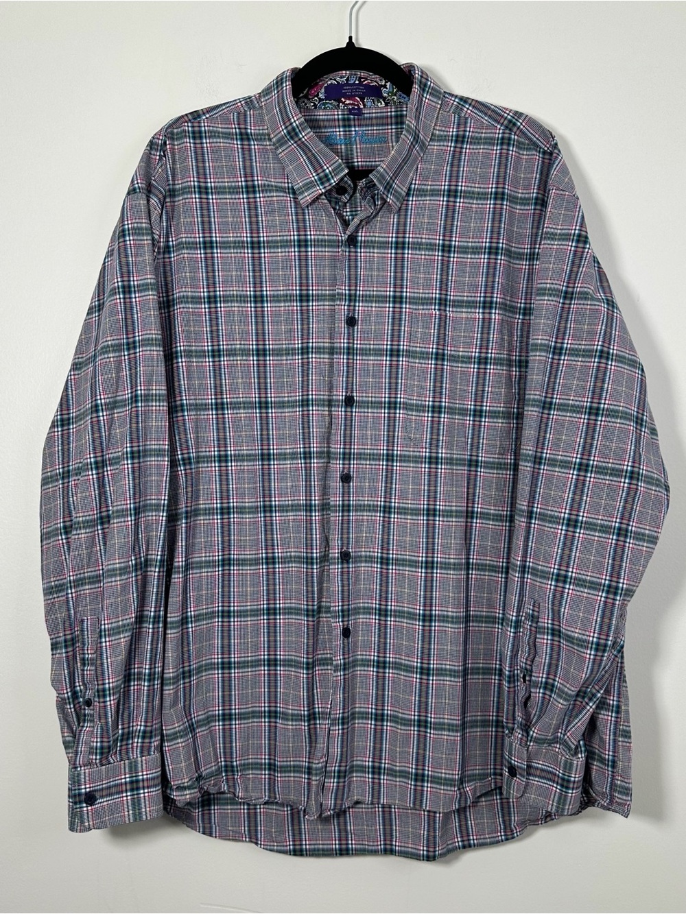 Alan Flusser Men’s XXL Plaid Button Down Shirt Multicolor 100% Cotton
